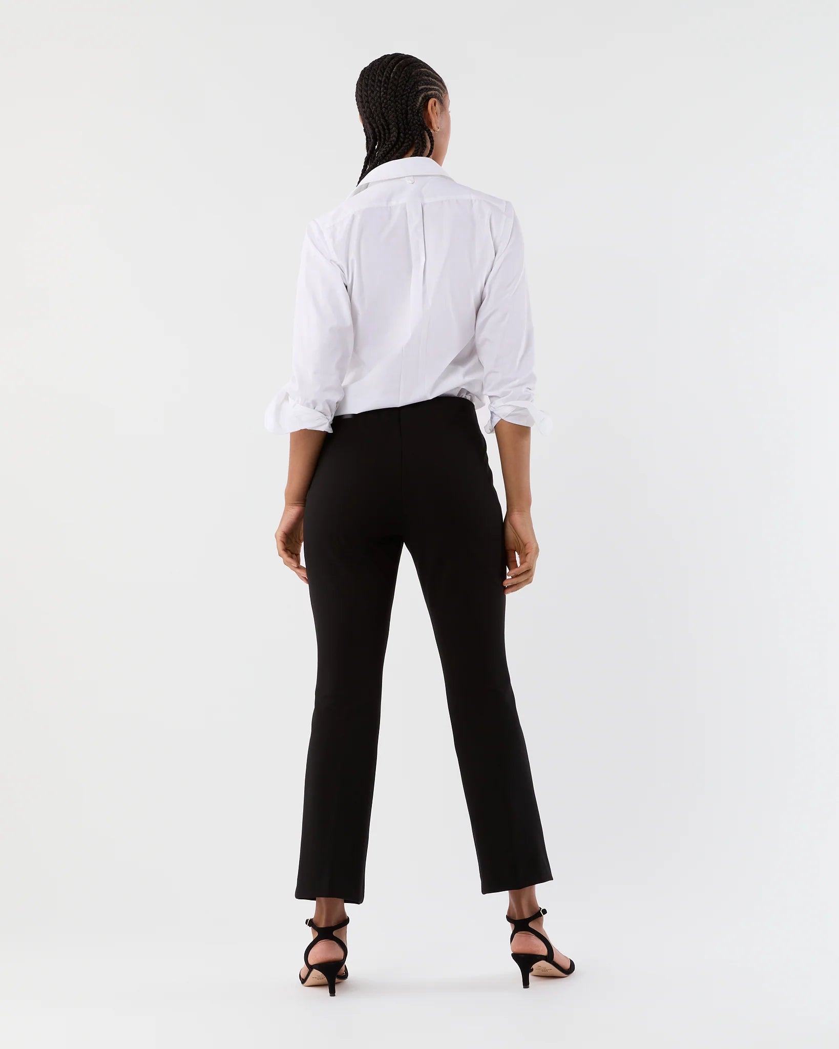 FAYE FLARE CROPPED PANT IN BLACK PONTE KNIT