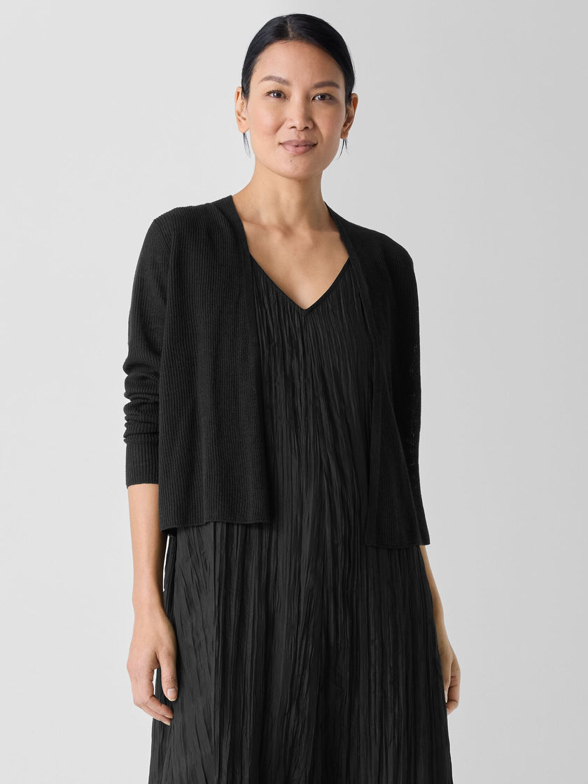 ORGANIC LINEN COTTON CROPPED CARDIGAN