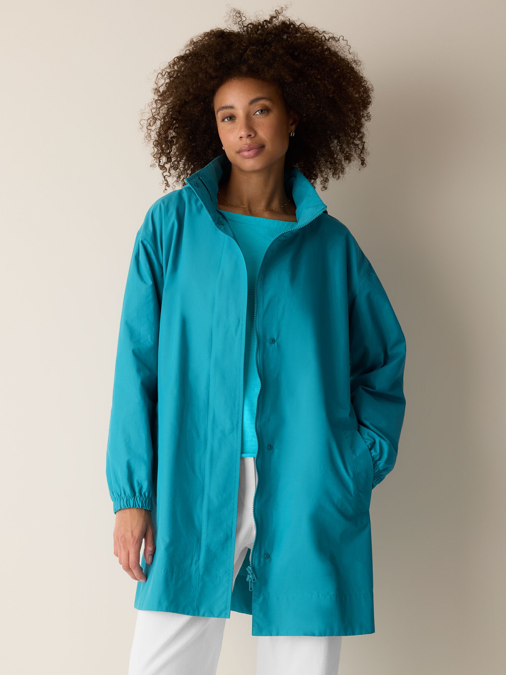 LIGHT COTTON NYLON STAND COLLAR COAT