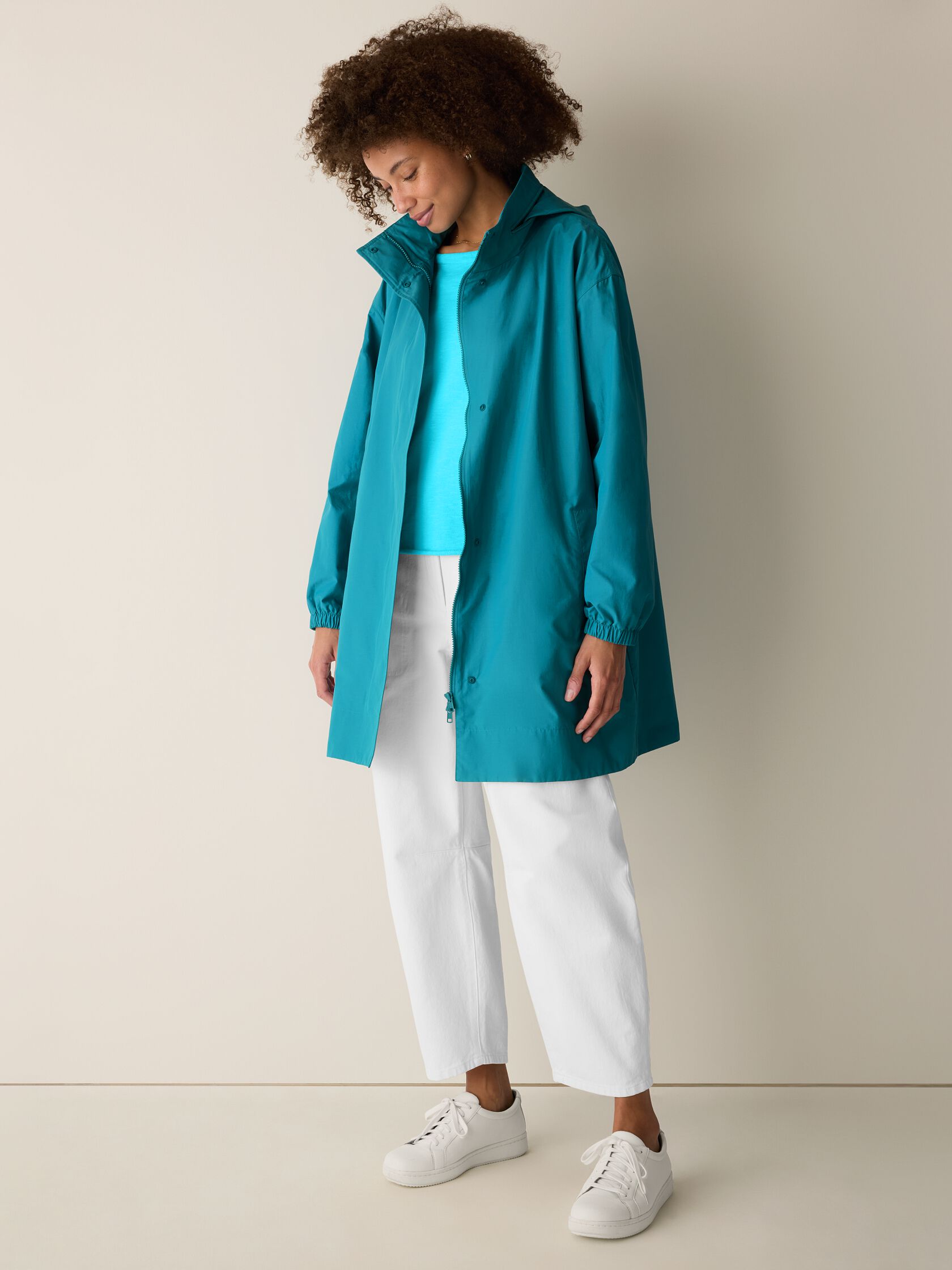 LIGHT COTTON NYLON STAND COLLAR COAT