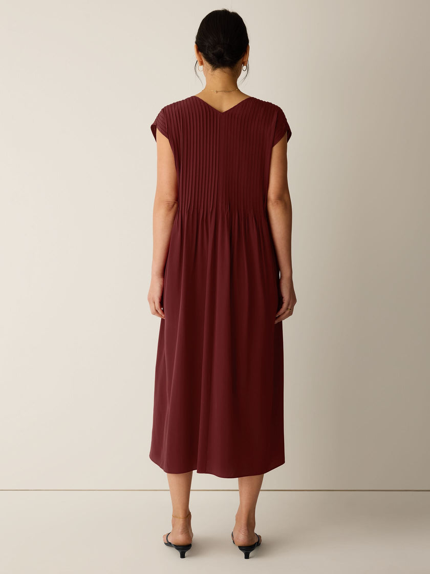 SILK CREPE DE CHINE VNECK DRESS