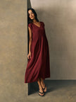 SILK CREPE DE CHINE VNECK DRESS