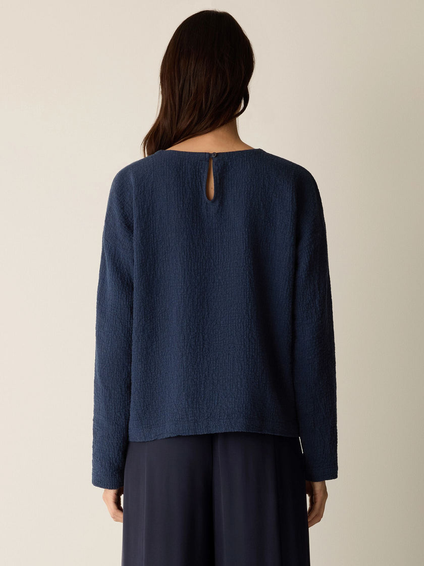 ORGANIC COTTON DOUBLEWEAVE ROUND NECK BOX TOP
