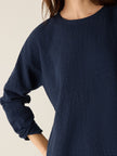 ORGANIC COTTON DOUBLEWEAVE ROUND NECK BOX TOP