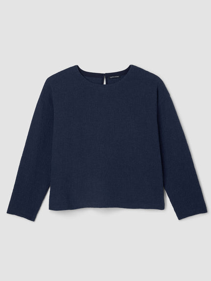 ORGANIC COTTON DOUBLEWEAVE ROUND NECK BOX TOP