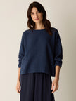 ORGANIC COTTON DOUBLEWEAVE ROUND NECK BOX TOP