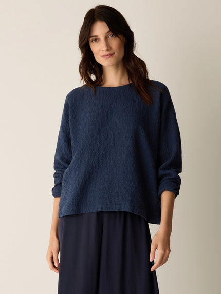 ORGANIC COTTON DOUBLEWEAVE ROUND NECK BOX TOP