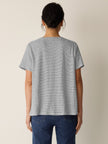 STRIPED ORGANIC LINEN JERSEY CREW NECK TEE