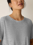 STRIPED ORGANIC LINEN JERSEY CREW NECK TEE