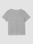 STRIPED ORGANIC LINEN JERSEY CREW NECK TEE