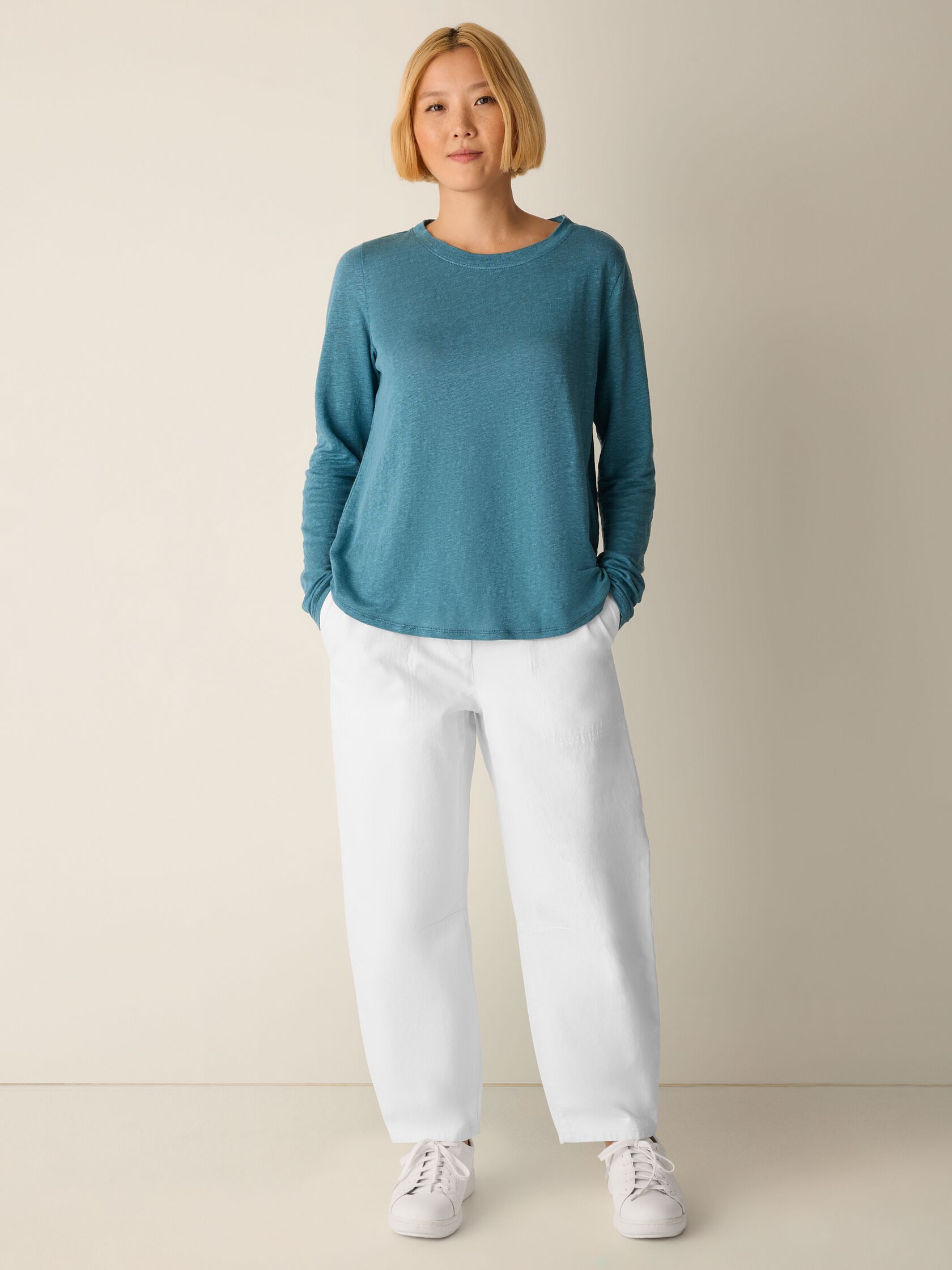 ORGANIC LINEN JERSEY LONG SLEEVE TEE