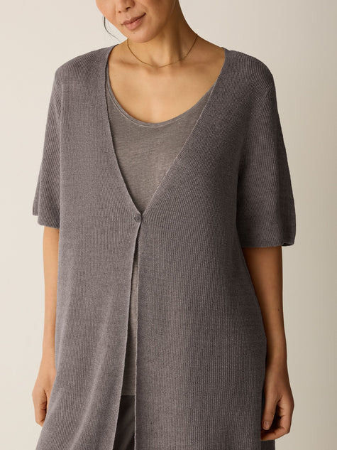 ORGANIC LINEN DELAVE VNECK LONG CARDIGAN