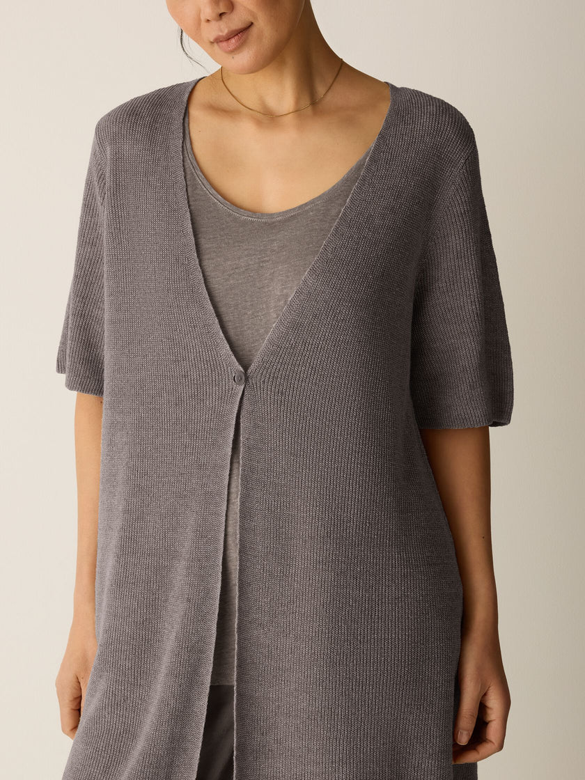 ORGANIC LINEN DELAVE VNECK LONG CARDIGAN
