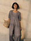 ORGANIC LINEN DELAVE VNECK LONG CARDIGAN