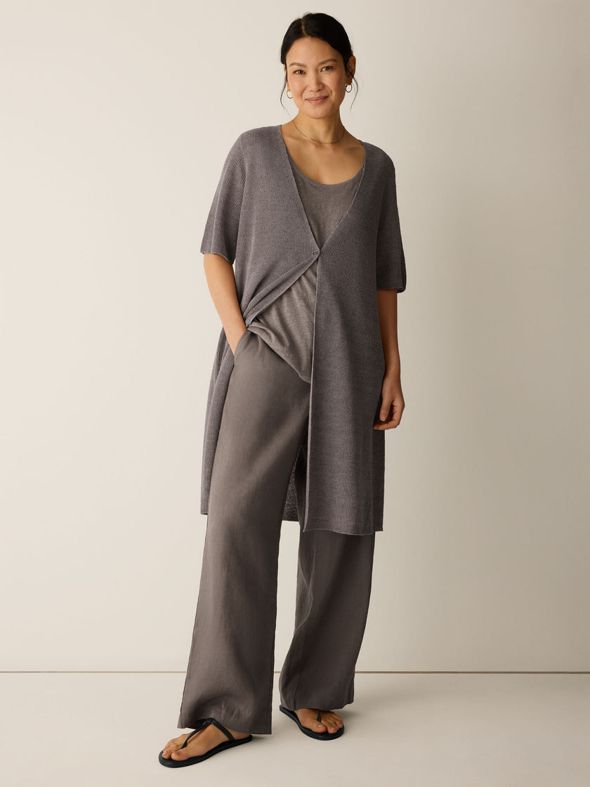 ORGANIC LINEN DELAVE VNECK LONG CARDIGAN
