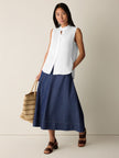 ORGANIC HANDKERCHIEF LINEN SLEEVELESS SHIRT IN WHITE