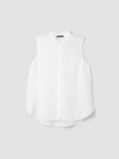 ORGANIC HANDKERCHIEF LINEN SLEEVELESS SHIRT IN WHITE