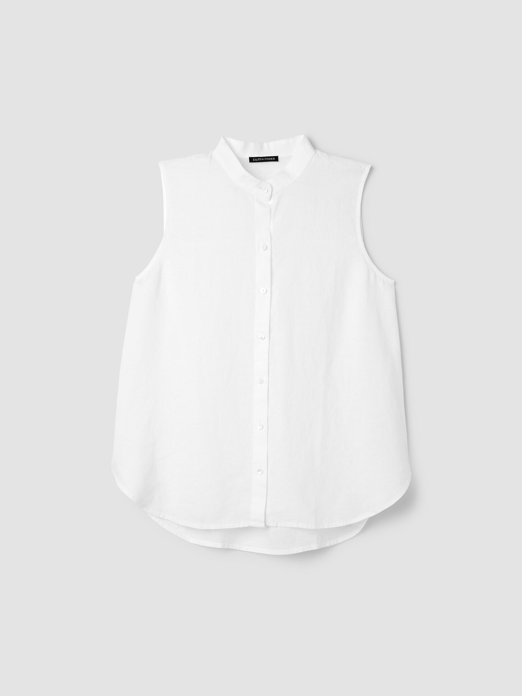 ORGANIC HANDKERCHIEF LINEN SLEEVELESS SHIRT IN WHITE