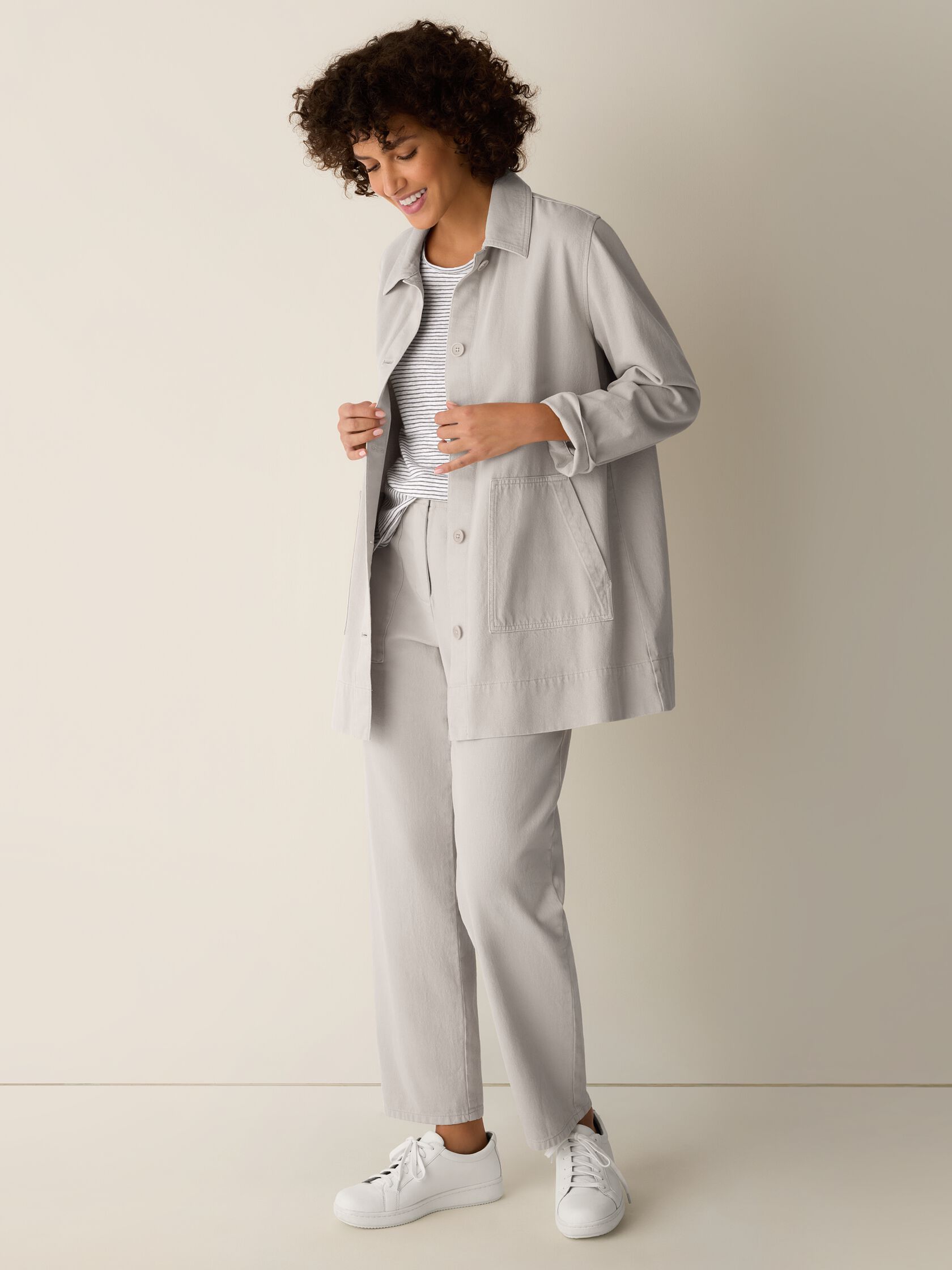 GARMENT DYED UTILITY COTTON CLASSIC COLLAR LONG JACKET
