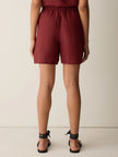 PUCKERED ORGANIC LINEN STRIPE SHORTS