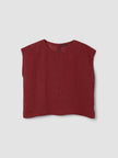 PUCKERED ORGANIC LINEN STRIPE SQUARE TOP