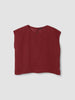 PUCKERED ORGANIC LINEN STRIPE SQUARE TOP