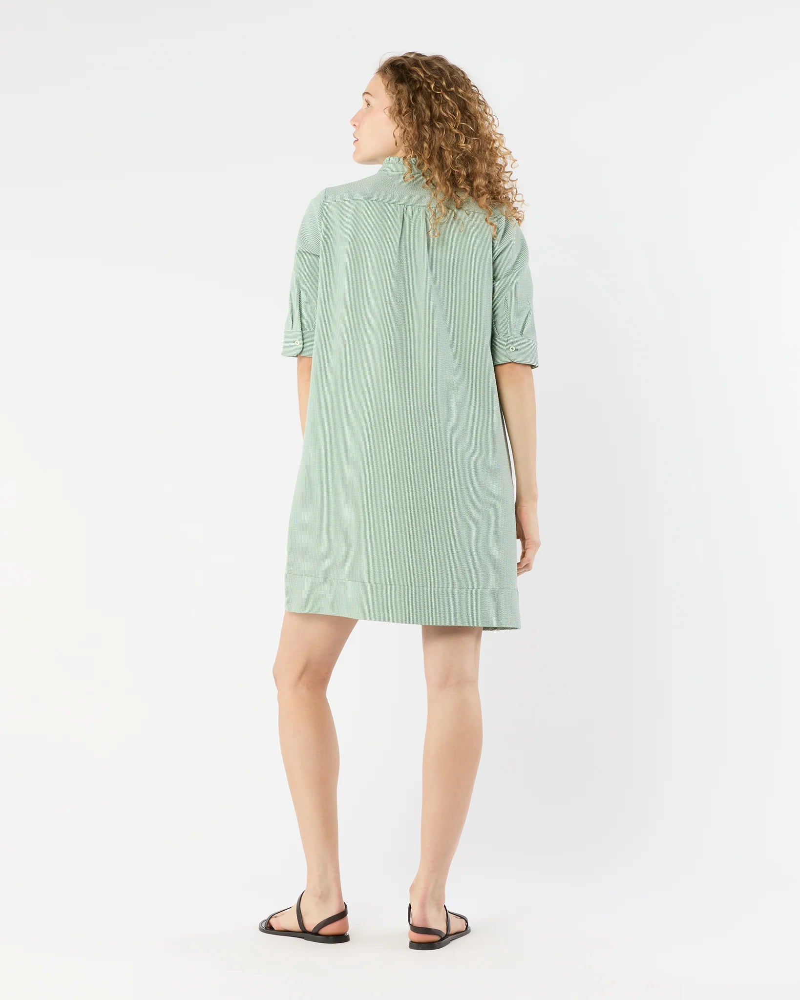ELBOW SLEEVE FRILL DRESS