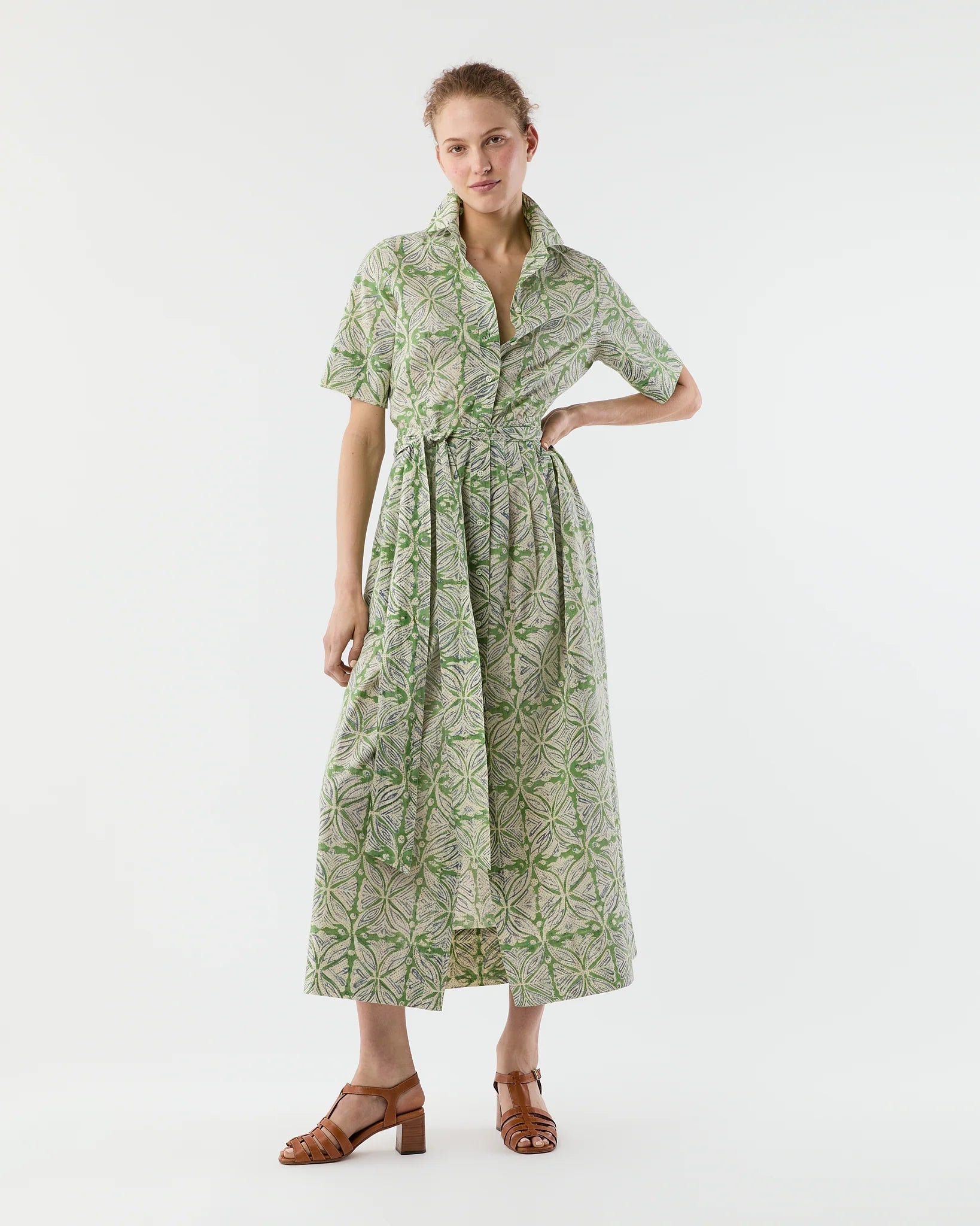 SHORT SLEEVED CLASSIC SHIRTWAIST MAXI DRESS