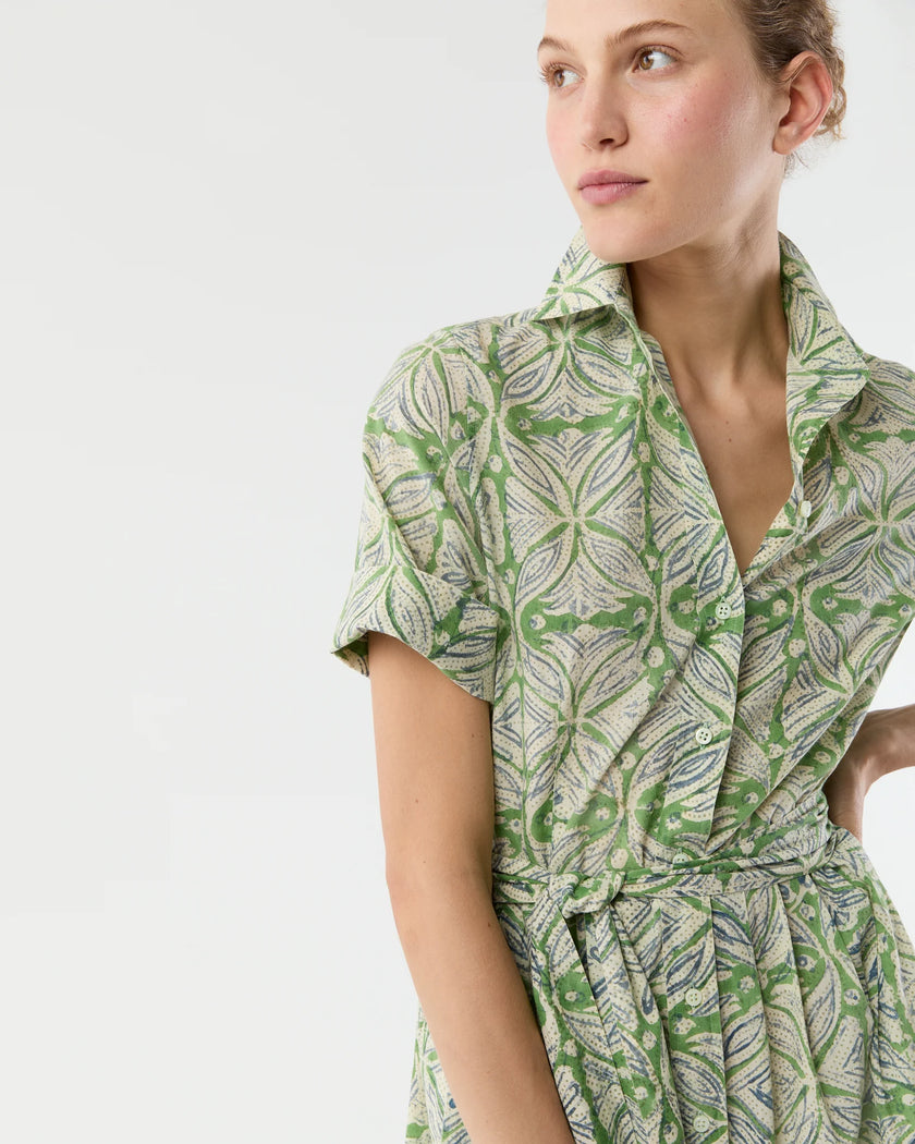 SHORT SLEEVED CLASSIC SHIRTWAIST MAXI DRESS