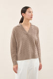 CABLE KNIT COLLARED SWEATER