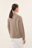 CABLE KNIT COLLARED SWEATER