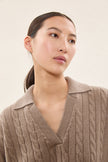 CABLE KNIT COLLARED SWEATER