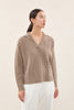 CABLE KNIT COLLARED SWEATER