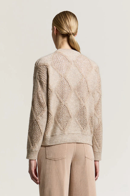 WOOL COTTON AND ALPACA SWEATER WITH DIAMOND DETAILING