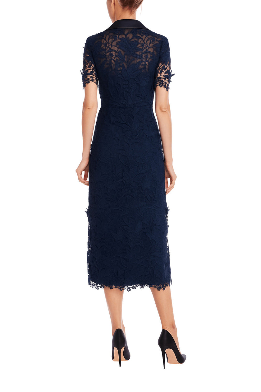 EMBROIDERED LACE SHIRT DRESS WITH SASH