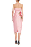 STRAPLESS SHEATH DRESS WITH 3D FLORAL APPLIQUE