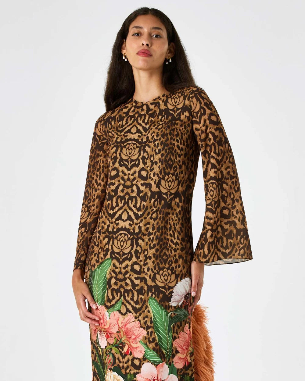 SERAPHINA CREPE DRESS LEOPARD FLORAL
