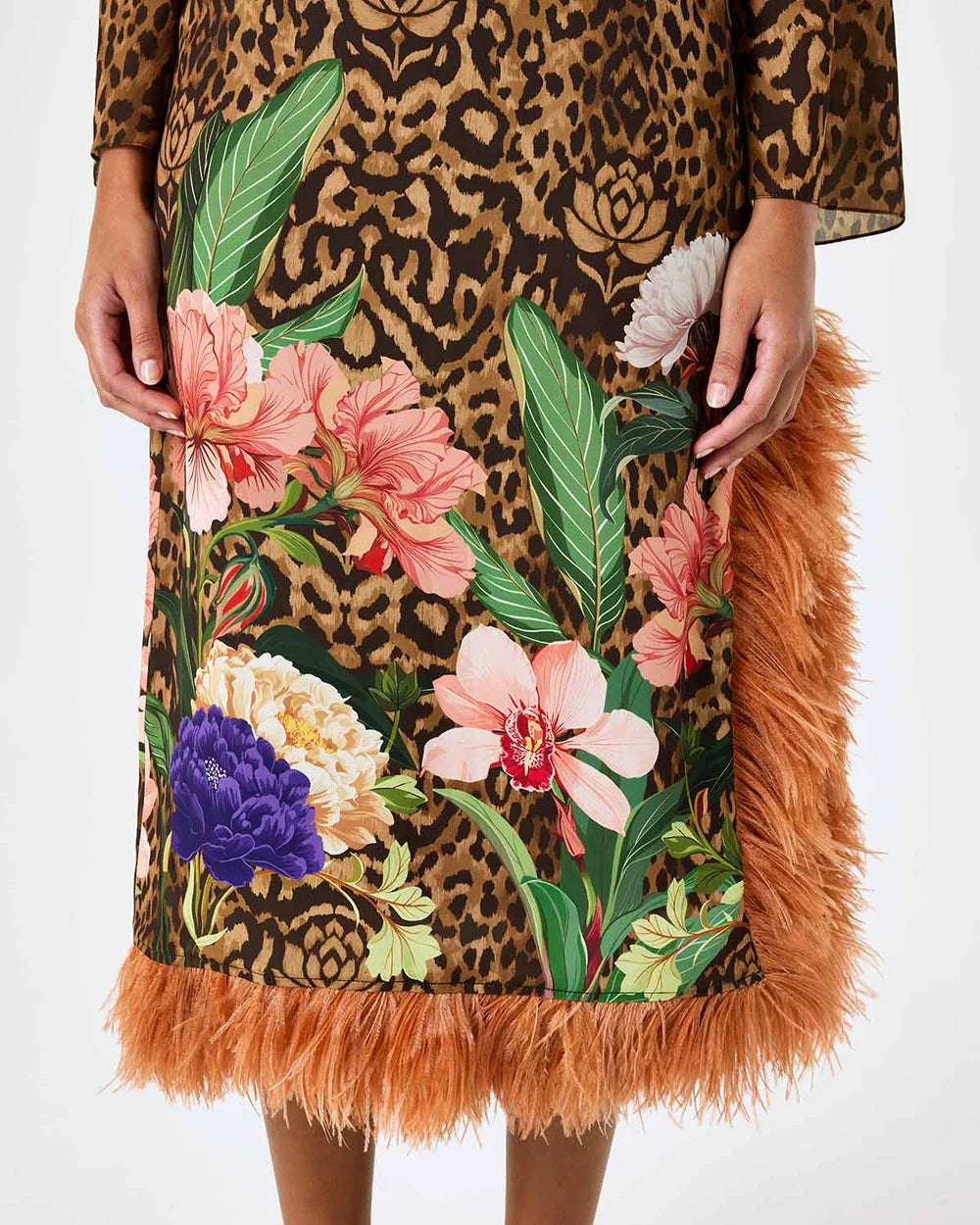 SERAPHINA CREPE DRESS LEOPARD FLORAL