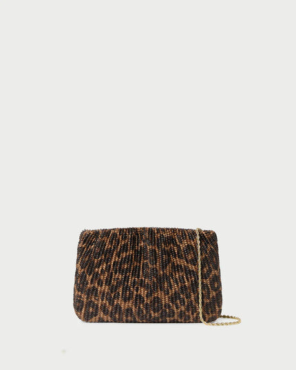 SERENA LEOPARD WOVEN CLUTCH