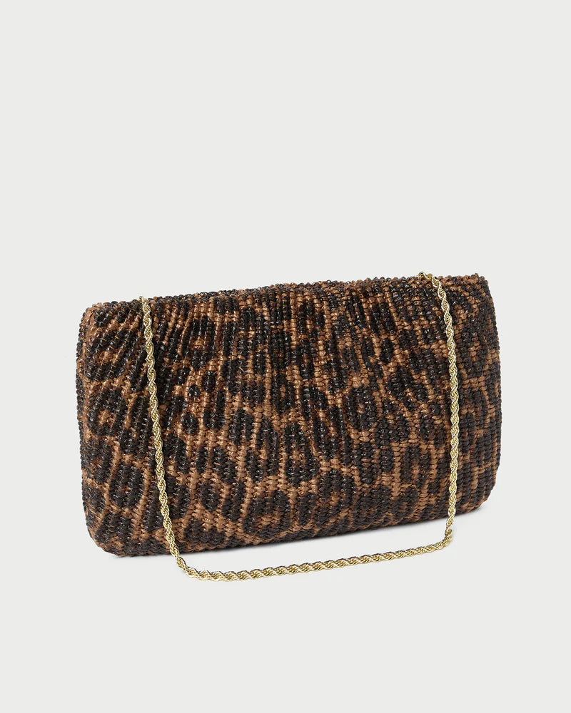SERENA LEOPARD WOVEN CLUTCH