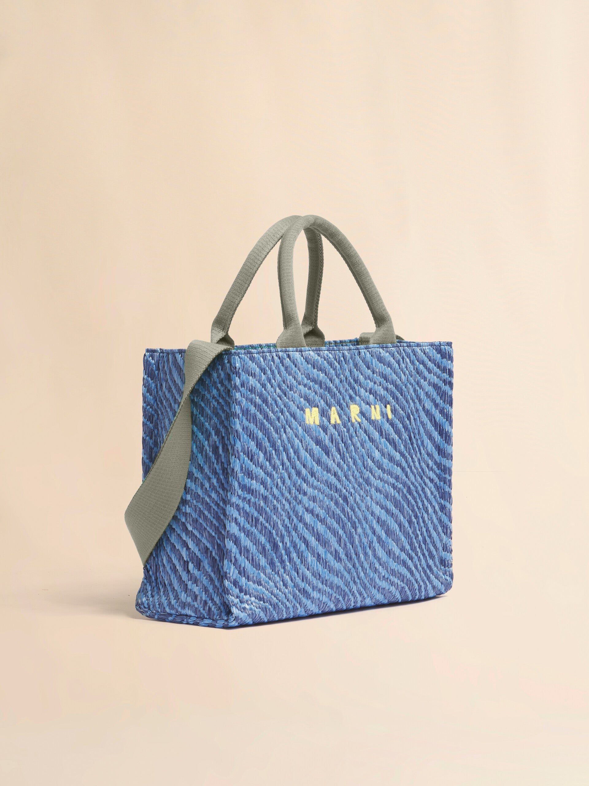 WAVY RAFFIA EFFECT SMALL TOTE BAG