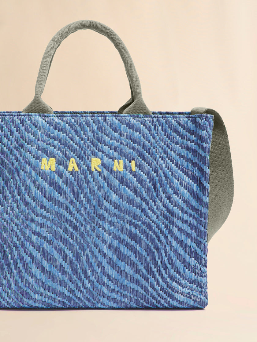 WAVY RAFFIA EFFECT SMALL TOTE BAG