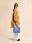 WAVY RAFFIA EFFECT SMALL TOTE BAG