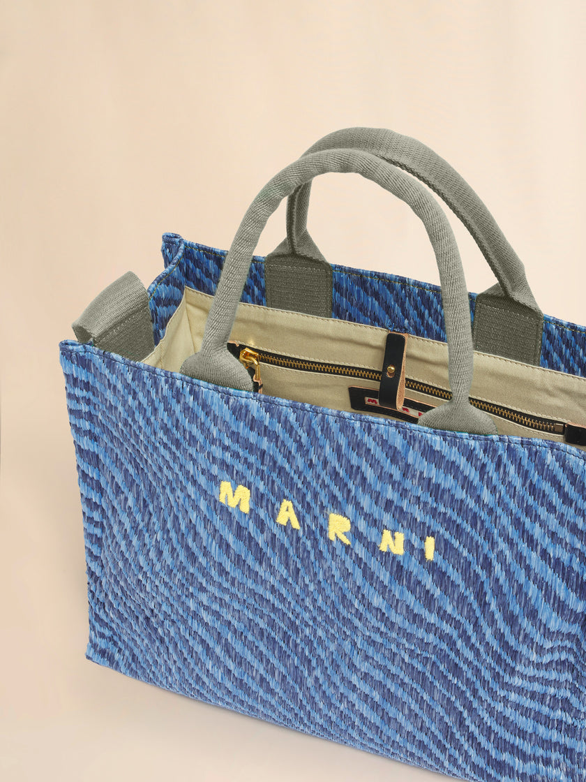 WAVY RAFFIA EFFECT SMALL TOTE BAG