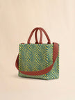 WAVY RAFFIA EFFECT SMALL TOTE BAG