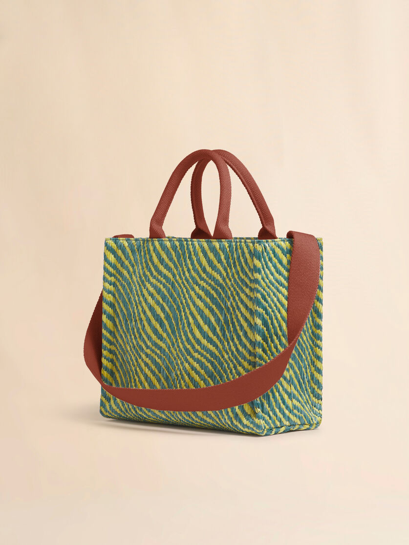 WAVY RAFFIA EFFECT SMALL TOTE BAG