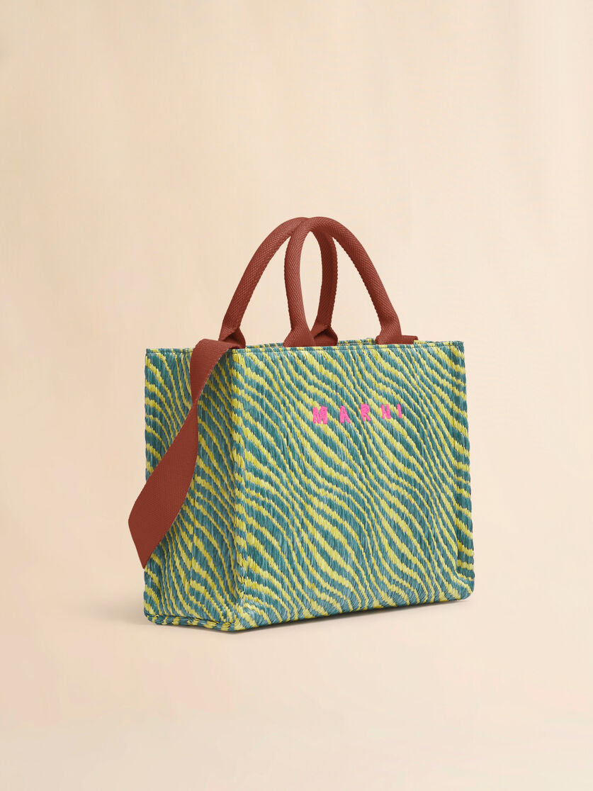 WAVY RAFFIA EFFECT SMALL TOTE BAG