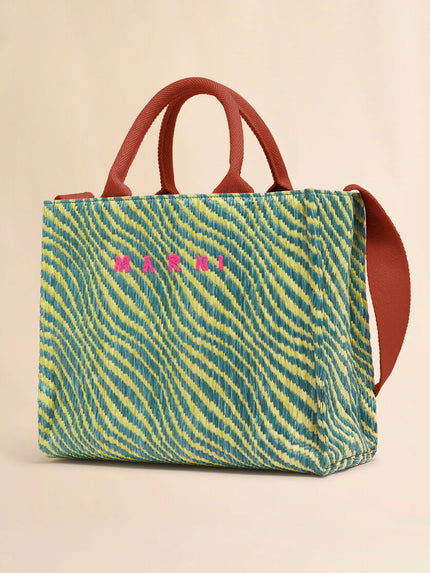 WAVY RAFFIA EFFECT SMALL TOTE BAG