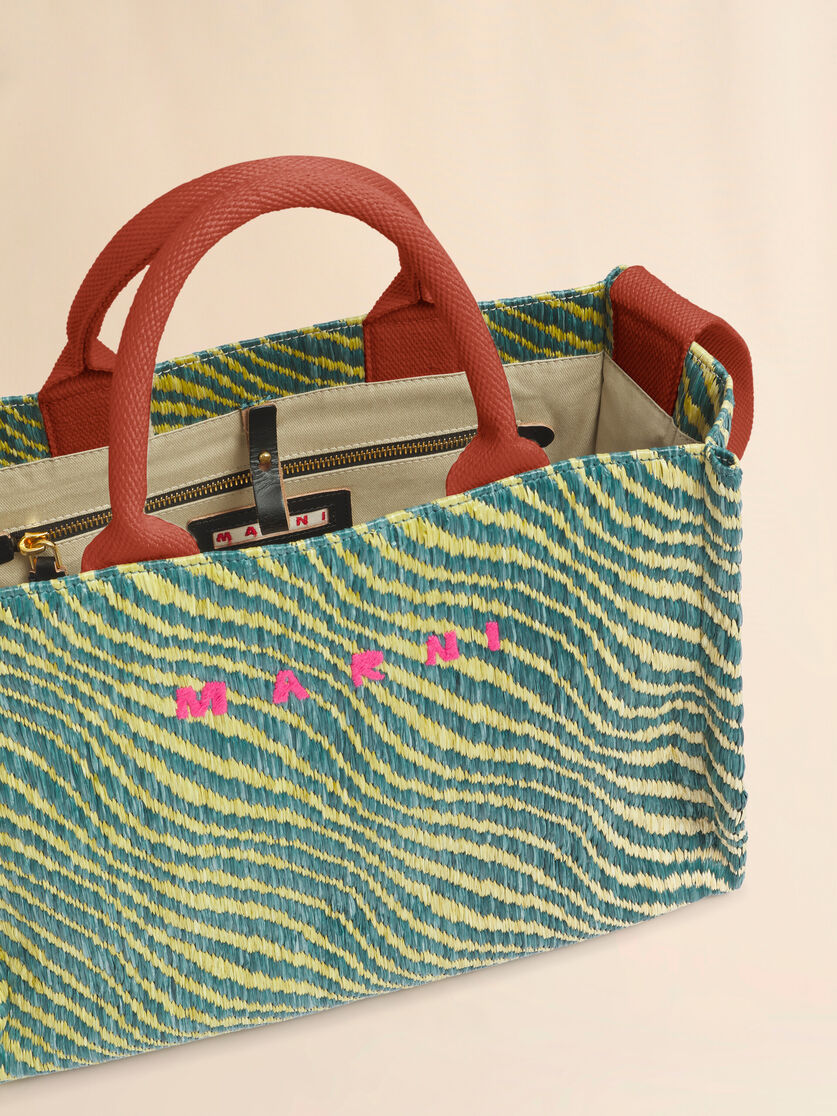 WAVY RAFFIA EFFECT SMALL TOTE BAG