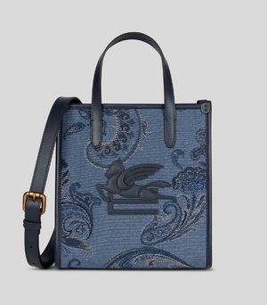 SMALL DENIM JACQUARD LOVE TROTTER BAG